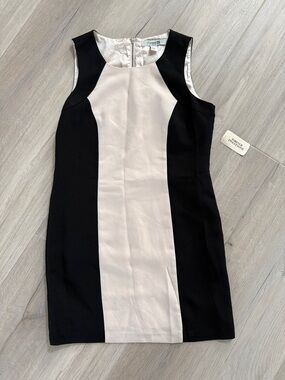 Forever 21 Black and Cream Sleeveless Colorblock Mini Dress